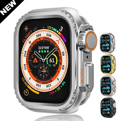Metall-Stoßfänger-Gehäuse für Apple Watch 45 mm 44 mm, Schutzrahmenabdeckung für iWatch Serie 9, 8, Image