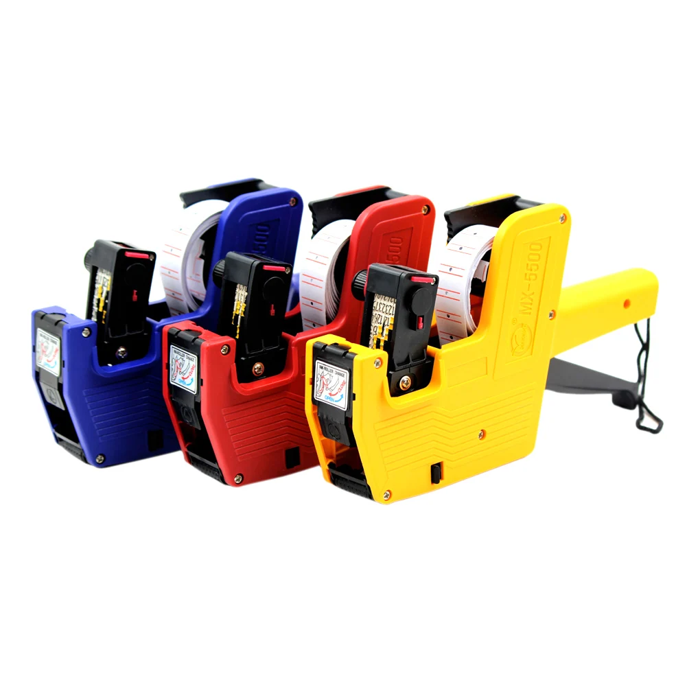 MX-5500 Starter Etiketten 1 Linie Etikett 8 Ziffern Etiketten hersteller Preis pistole 1 Tinte Kunststoff zufällige Farbe für Einzelhandel geschäft Lebensmittel geschäft Image