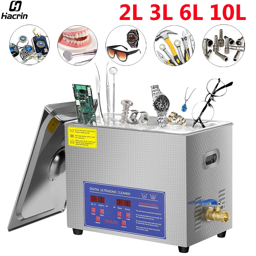 Ultraschallreiniger 2L 3L 6L 10L Ultraschallbad für Brillen Schmuck Zahnersatz Retainer Linsenreiniger Ultraschall Waschmaschine Image