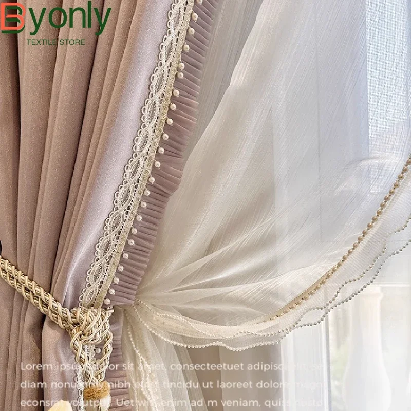 Maßge schneiderte lila feine funkelnde Jacquard Spitze Spleiß vorhänge für Wohnzimmer Schlafzimmer Französisch Fenster Balkon Fenster gitter