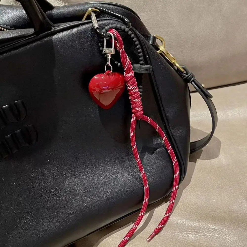 Modische Herz Leder Seil Schlüsselanhänger Kirsche Schleife Y2K Tasche Anhänger Ornamente handgemachte Tasche Charms Geschenke Image