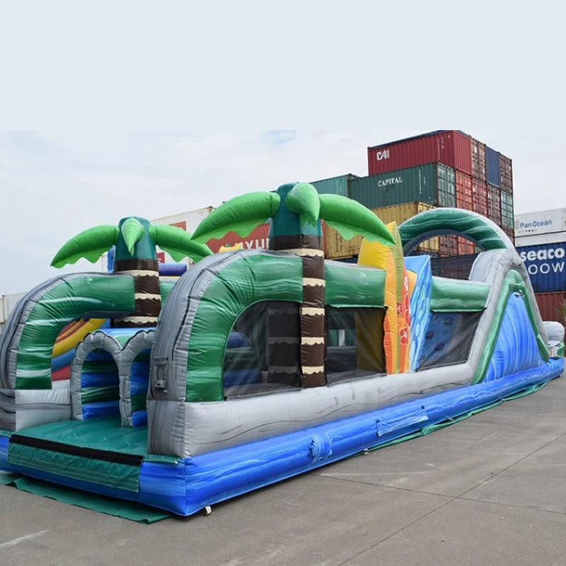 Aufblasbare Hindernis-Bounce-Rutsche, 11 x 3,5 Meter lang, Outdoor-Wettkampfspiel, Vergnügungspark-Spiel Image