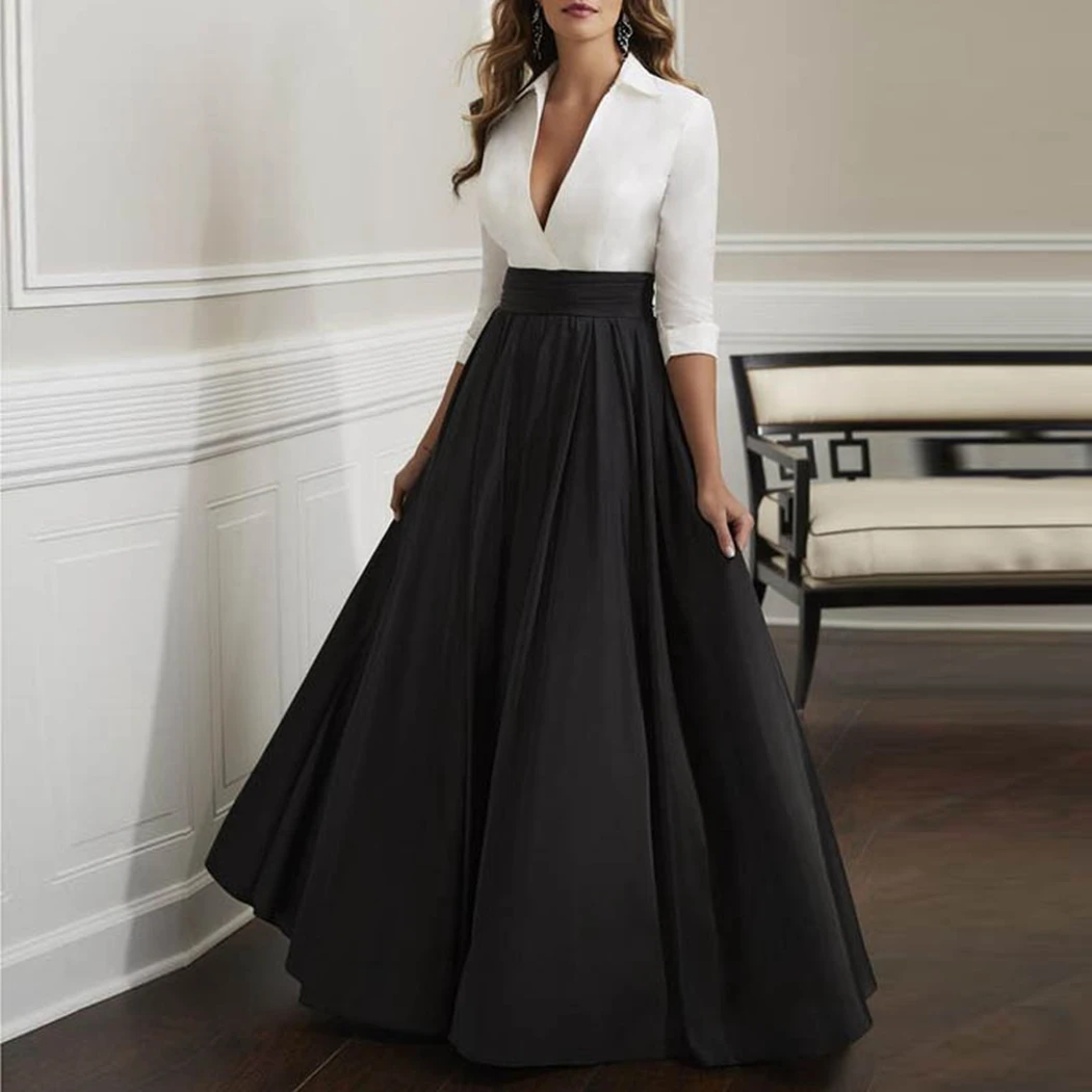 Jupe maxi en satin noir pour femme, taille haute, ligne A, longueur au sol, jupes longues formelles pour dame de bureau, jupe de soirée vintage, Saia
