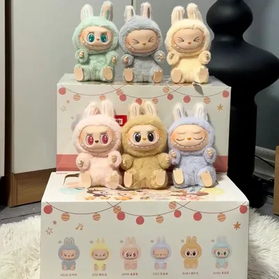 POPMART LABUBU macaroon 2nd generation sitting party vinyl plush doll surprise blind box pendant