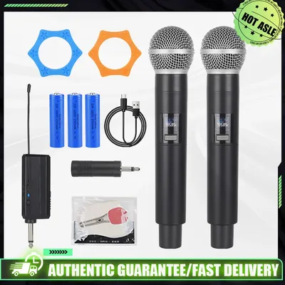 Wireless Microphone 2 Channel UHF Fixed Frequency Handheld Mic Microphone For Party Karaoke