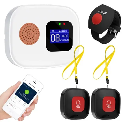 Tuya WiFi Smart SOS Call Button Wireless Caregiver Pager Phone Alert Transmitter Emergency Call