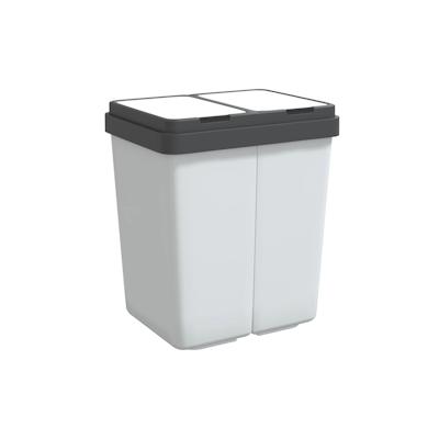 DELUKE® Mülleimer 2 Fächer Küche 2x25L Trenneimer, Mit Müllsackhalter Abfalleimer mit Deckel Büro Doppel-Müllbehälter Kücheneimer 50L, Weiß Image