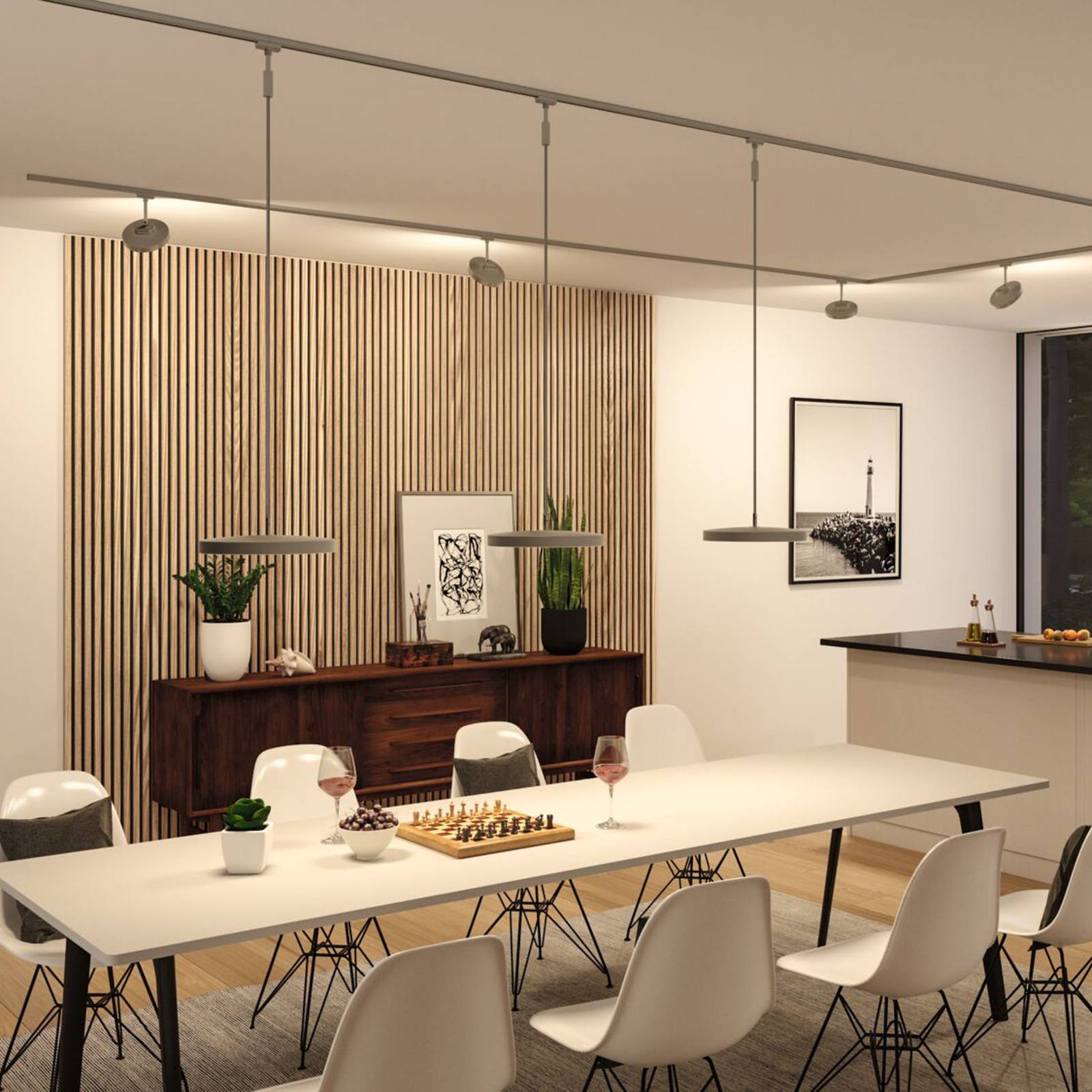 Paulmann URail Hildor LED-Pendel 3.000K chrom Hildor, dimmbar, alu / grau / zink, für Arbeitszimmer / Büro, Metall, Modern