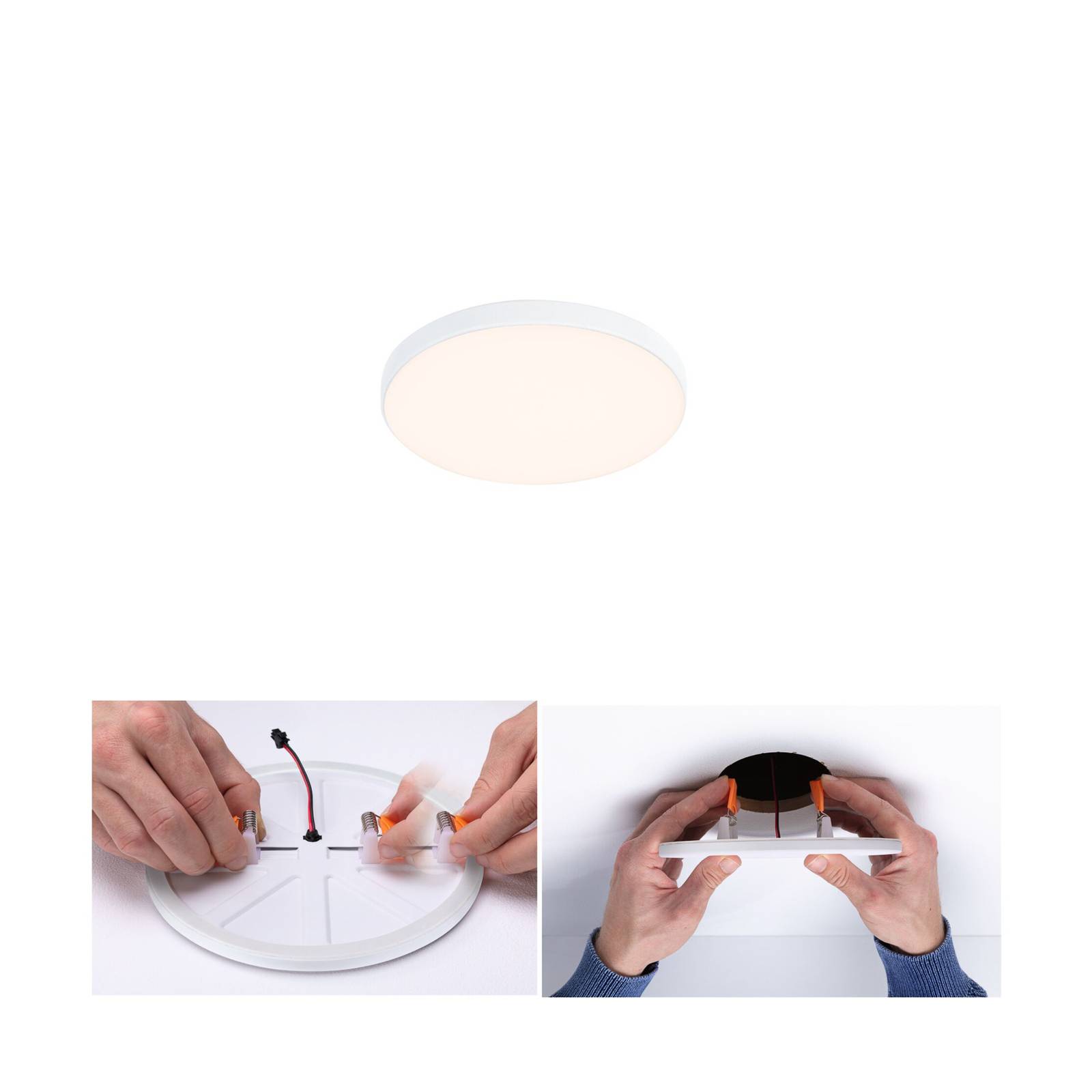 Paulmann Veluna Edge IP44 3.000K dimm Ø 9cm Edge, dimmbar, weiß / opal, für Wohn- / Esszimmer, Kunststoff, Modern