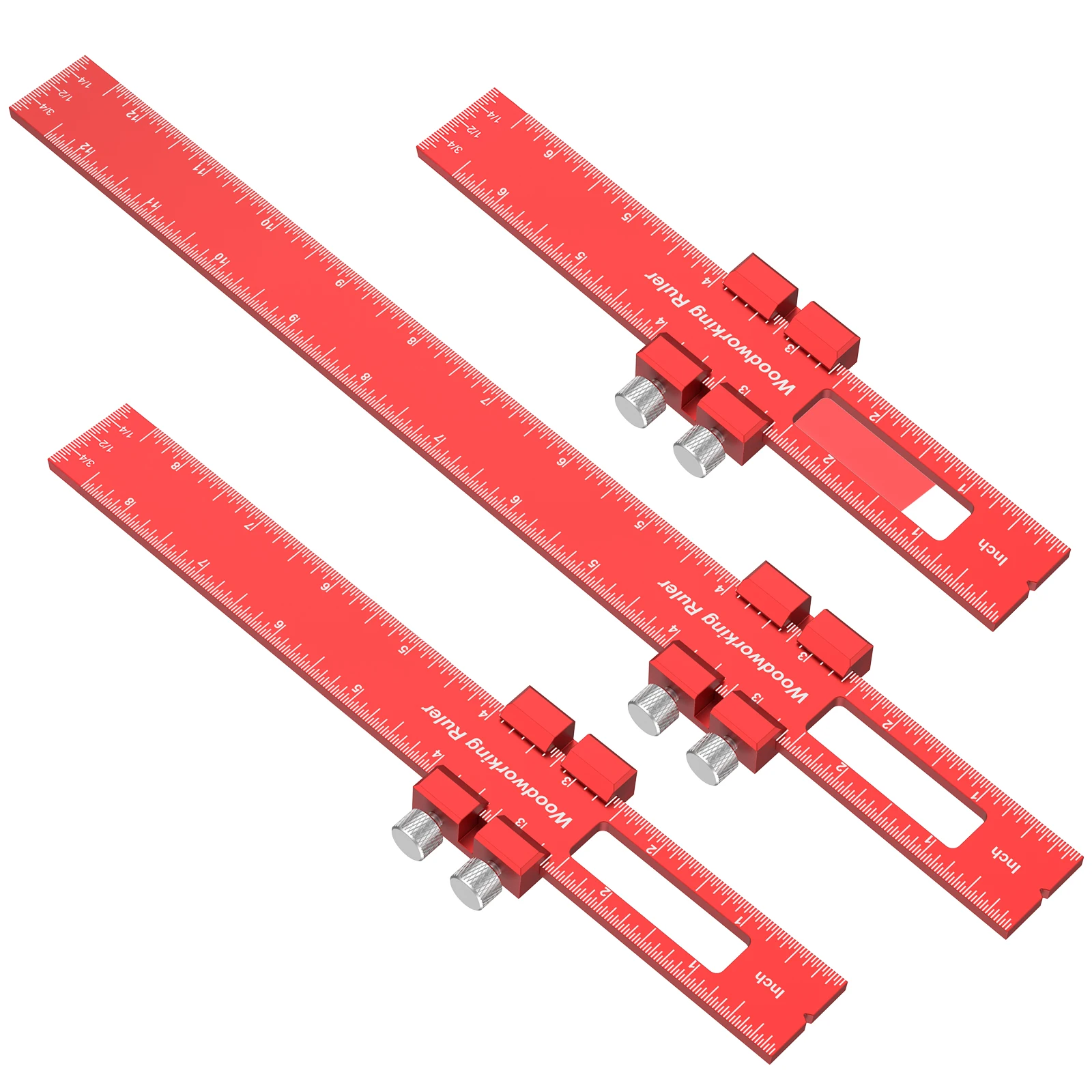 3Pcs Holzbearbeitung Lineal Präzision Holz Kennzeichnung Lineal T Track Holzbearbeitung Anreißen Lineal 6/8/12 Zoll Holzbearbeitung Mess Lineal Image