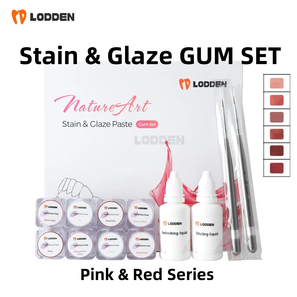 Lodden Staning & Glazing Paste SET für Zahnfleischpaste, 8 Farben und 2 Flüssigkeiten Image