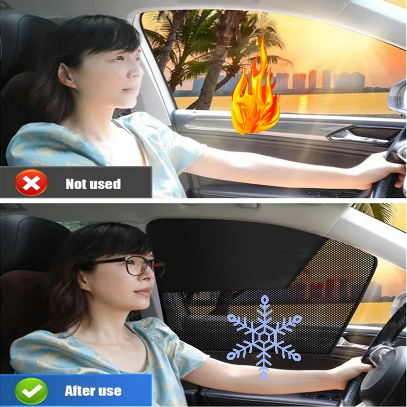 Doppelschicht Auto Sonnenschutz Abdeckung Universal Windschutzscheibe Klappvisier Reflektor Windschutzscheibe Auto Magnetische Moskitonetz Zubehör Image