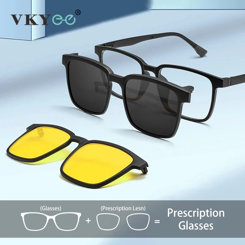 VICKY TR90 Polarisierte Kurzsichtige Sonnenbrille, hochklappbare magnetische Clip-On-Korrektionsbrille, optische Kurzsichtigkeitsbrille TJ2191 Image