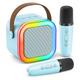 mini macchina per karaoke portatile bluetooth mini microfono per karaoke altoparlante per canto con 2 microfoni wireless e luce per tutti gli smartphone