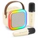 mini macchina per karaoke portatile bluetooth mini microfono per karaoke altoparlante per canto con 2 microfoni wireless e luce per tutti gli smartphone