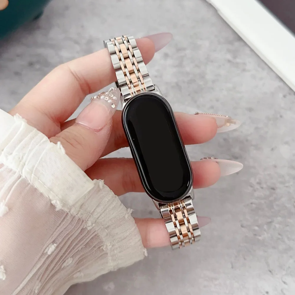 Armbänder für Smart Mi Band 8, Armband mit Link-Entfernungswerkzeug, Metall-Armband für Xiaomi Mi Band 8, Armband für Männer und Frauen Image