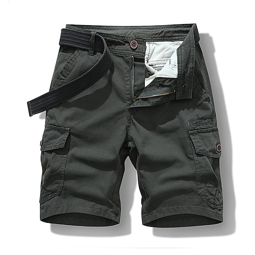 Herren Cargo-Shorts Shorts Sommershorts Mehrere Taschen Button-Down Klappentasche Einfach Komfort tragbar Knielang Outdoor Sport Täglich Mode Lässig Schwarz Blau Image