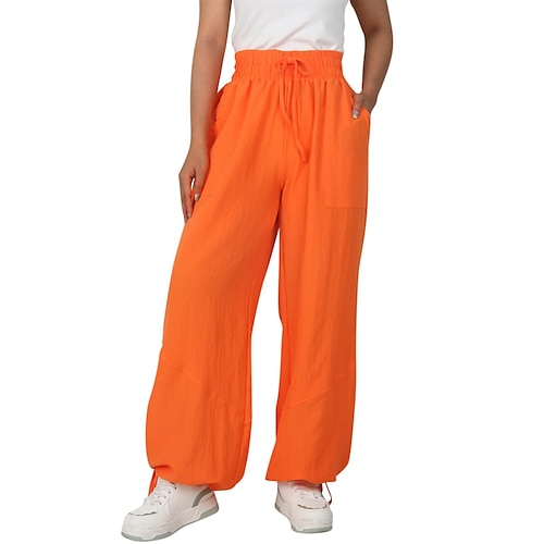 Damen Stoffhosen Palazzo-Hose Mode Streetwear Volle Länge Natürliche Taille Einfach Tasche Elastisches Kordelzugdesign Außenbereich Bequem Lässig Straße Pfauenblau Hellhimmelblau Grau Marinenblau Image