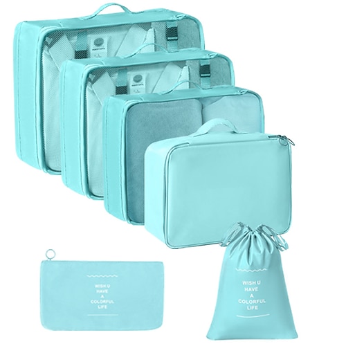 set di cubi di compressione per l'imballaggio da viaggio, borse pieghevoli per l'organizzazione dei bagagli, beauty case portatile e beauty case, custodie multifunzionali per riporre i vestiti per