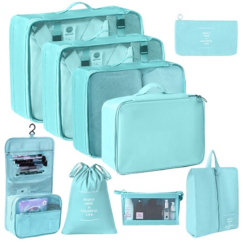 set di cubi di compressione per l'imballaggio da viaggio, borse pieghevoli per l'organizzazione dei bagagli, beauty case portatile e beauty case, custodie multifunzionali per riporre i vestiti per