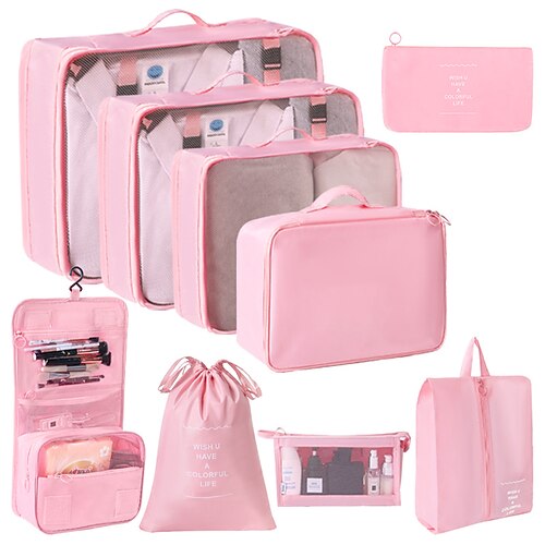 set di cubi di compressione per l'imballaggio da viaggio, borse pieghevoli per l'organizzazione dei bagagli, beauty case portatile e beauty case, custodie multifunzionali per riporre i vestiti per