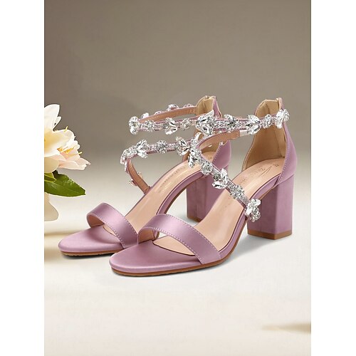 Kristallverzierte T-Riemchen-Sandalen für Damen – offene Zehenpartie, elegant in Weiß und weiteren Farben, perfekt für Brautpartys, Hochzeiten und festliche Anlässe. Image