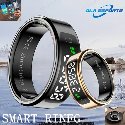New Smart Ring 2025 Display Screen Bluetooth Health Monitor Blood Oxygen Heart Rate Real Wireless