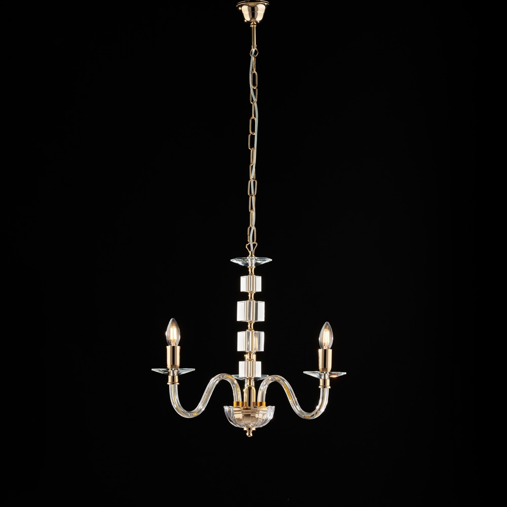 Bonetti Illumina - Franz - Goldkronleuchter mit transparentem Glas und Strasssteinen 3 Lichter 110 - Ø43 - BL275-3-OR Image