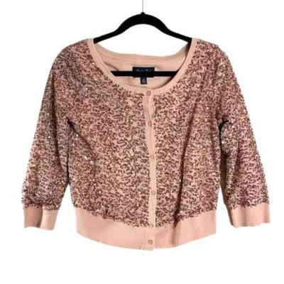 American Eagle Outfitters Sweaters | American Eagle Small Petite Rose Gold Sequin Women's Cardigan | Color: Pink | Size: S