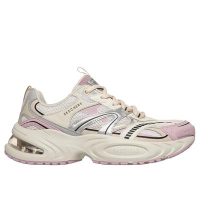 Skechers Women's Uno Ryze - Scale Up Sneaker | Size 8.5 | Natural/Pink | Synthetic/Textile