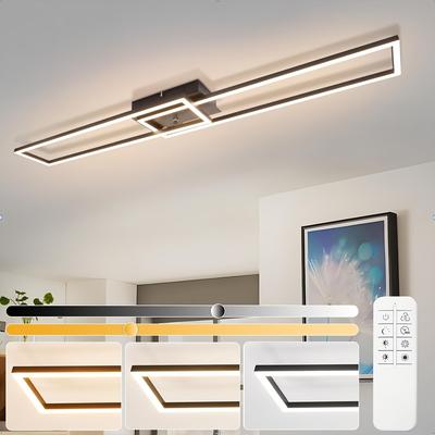 TEMU Nordic Style Led Ceiling Light Black/silvery 36w Remote Control Dimming 3000k-6500k Suitable For Living Room, Kitchen And Bedroom Image