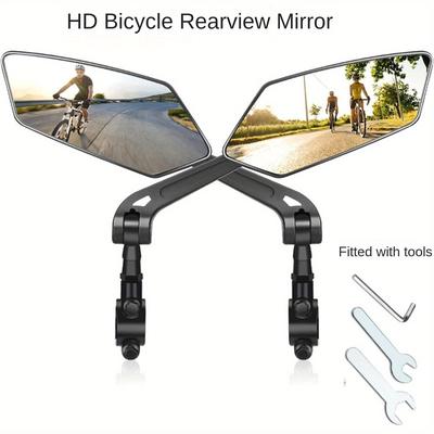 TEMU 2pcs 360° Rotatable Bicycle Mirrors, Hd Drop-proof Acrylic & Abs, Universal Fit For 20-24mm Handlebars - Ideal For Bikes, Electric Scooters, Motorcycles, Mirror Material Image
