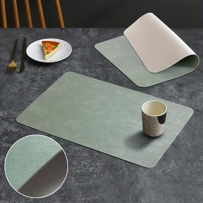 TEMU 4pcs Brown Cowhide Pattern Leather Placemats - Rectangular, Heat Insulated Table Mats For Dining & Kitchen, Hand Wash Only, Polyurethane Material, Christmas Image