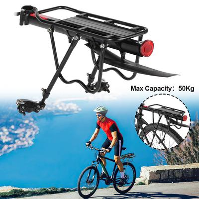 TEMU Adjustable Aluminium Alloy Bike Luggage Carrier Reflective Logo Carrier Rear Luggage Carrier 50kg Capacity Image