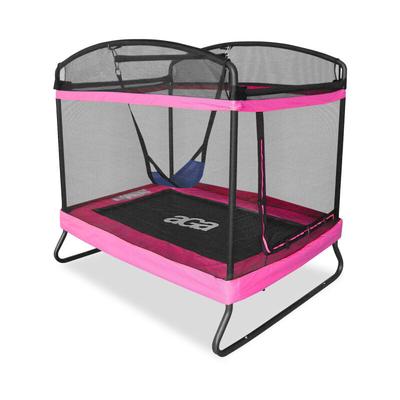 Aga Rechteckiges Trampolin, Kindertrampolin, Gartentrampolin mit Sicherheitsnetz 122x183 cm Rosa + Image