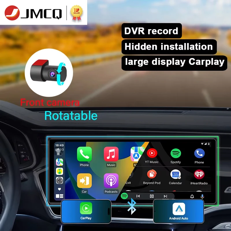 JMCQ 10,26 "Auto DVR Split design drahtlose Carplay Dash Cam rückspiegel kamera Android Auto Dual Objektiv Video Recorder BT WIFI Image