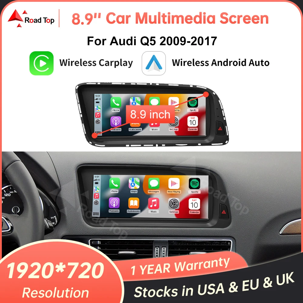 1920*720 RoadTop Linux Touchscreen Multimedia Display Für Audi Q5 2009-2017 Mit Wireless CarPlay Android Auto airplay Autolink Image