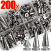 10/200PCS Punk Niet Silber Kegel Spikes Screwback Studs Handwerk Coole Nieten Kleidung Tasche Schuh