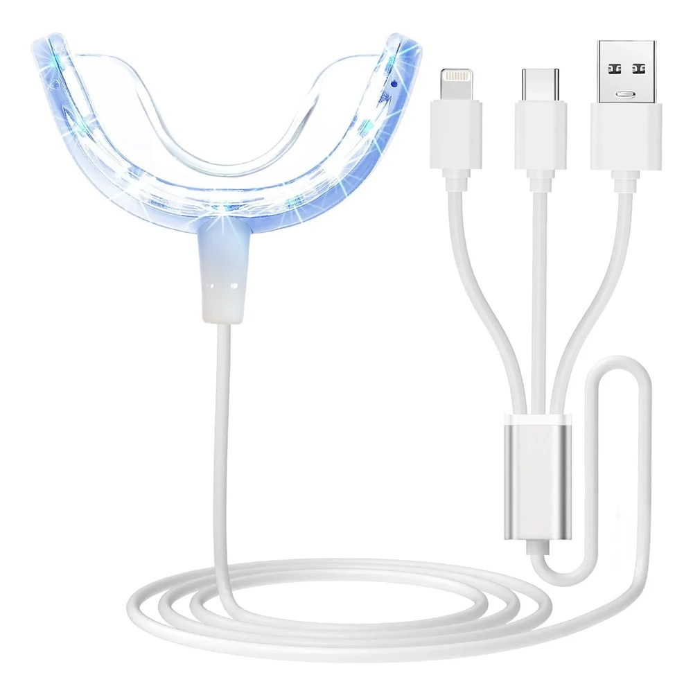 Zahnaufhellungs-Beschleunigerlicht, 16 x leistungsstärkere blaue LED-Lichter, Mundschale, Zahnaufhellungs-Verstärker, Lichtschalen für den Heimgebrauch Image