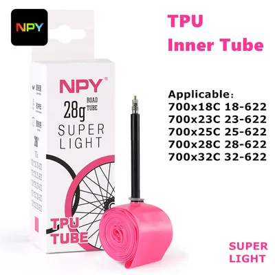 NPY 1 Stück Ultraleicht 28 g Fahrrad-TPU-Schlauch 700 x 18 25 28 32 Rennrad-TPU-Material Reifen 65 mm Länge französisches Ventil
