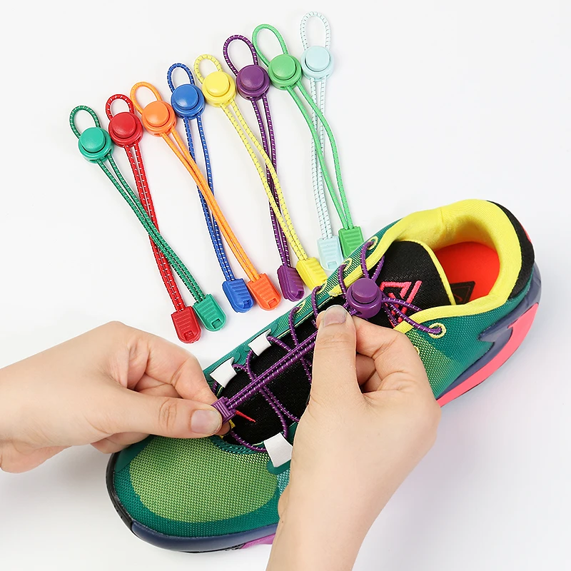 Reflektierende runde Schnürsenkel, elastische Druckverriegelung, keine Schnürsenkel zum Binden, schnellen Ein- und Ausziehen in 1, zweiter Komfort, Lazy Lace Image