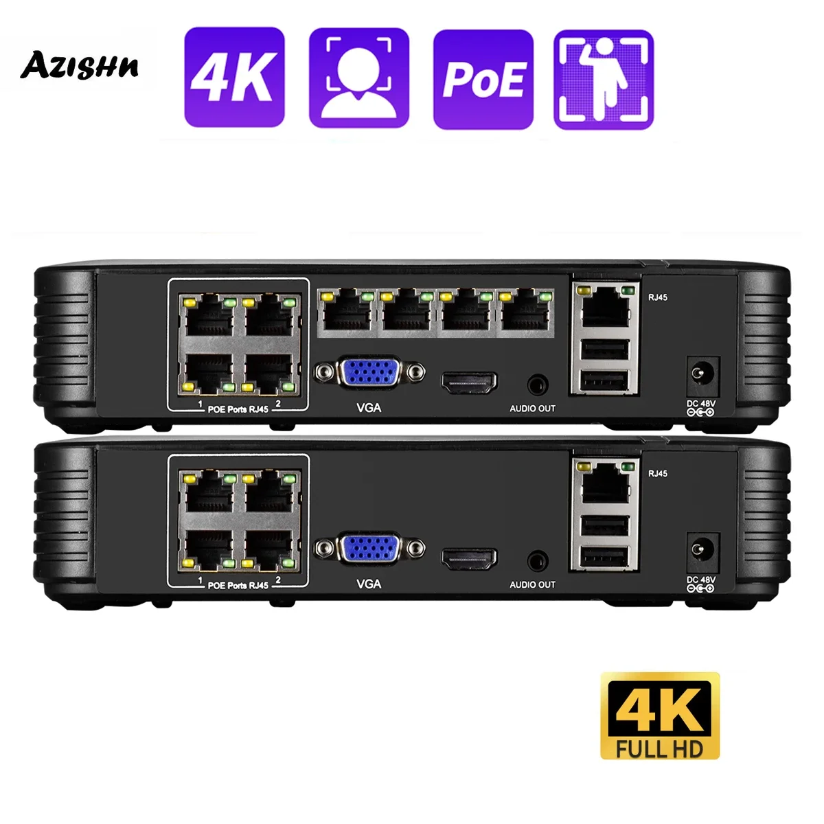 H.265 4CH 8CH 4K 8MP 5MP 1080P POE NVR Audio Out Für Sicherheit Überwachung Kamera Netzwerk Video video Recorder Gesicht Erkennen Xmeye Image