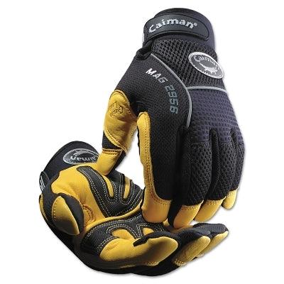 Caiman Gold Grain Leather Palm Gloves, X-Large, Gold/Black (607-2956-XL) 1 Pair