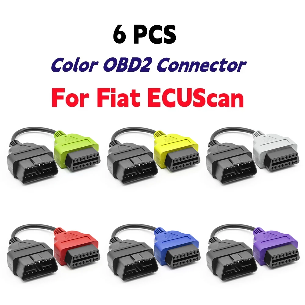 6PCS Für Fiat ECUScan Adapter MultiECUScan Farbe OBD OBD2 Stecker ABS Airbag obd2 Scanner Diagnose Kabel Für Fiat ECUScan Image
