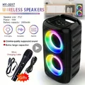 Karaoke Radio FM Altoparlante Bluetooth Wireless portatile con microfono Lampada Macchina Caixa De Som Sound Box Musica Subwoofer LED TWS