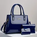 Set da 3 pezzi Borsa da donna in pelle lucida Borsa a tracolla di alta qualità alla moda Borsa da donna di design Borsa a tracolla da donna alla moda