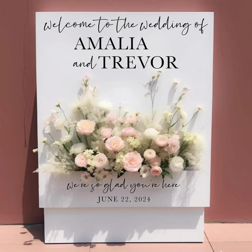 Cartello di benvenuto per scatola di fiori Scatola di fiori per matrimonio personalizzata Cornice a mosaico personalizzata Cartello di benvenuto per decorazioni per feste di baby shower di nozze