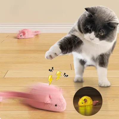 Interactive Plush Mouse Cat Toys Simulation Mice Kitten Self-Playing Plush Toys Indoor Pet Cats Chew