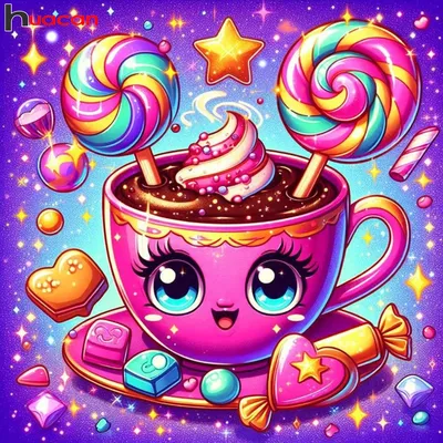 Huacan Full Diamond Mosaic Cartoon Candy 5d Drill Painting Cup Picture Of Rhinestones Kids Gift Home