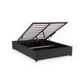 Lit sommier relevable avec coffre en simili cuir noir 160x200